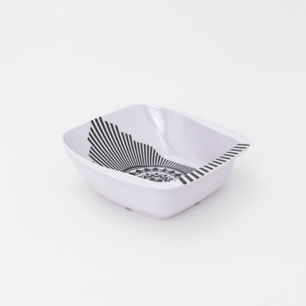 Bright Designs Melamine Square Serving Bowl 3pieces (L 26cm W 26cm H 9cm) Black & White with Fork & Spoon