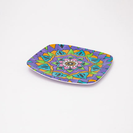 Bright Designs Melamine Square Side Plate 6 Pieces (L 22cm W 22cm) Mandala
