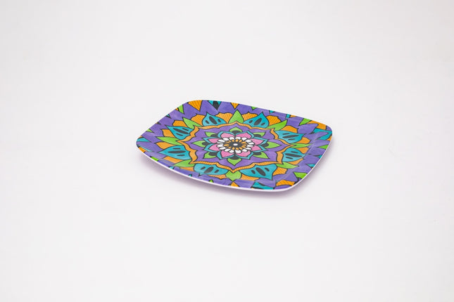Bright Designs Melamine Square Dinner Plate 6 Pieces Mandala