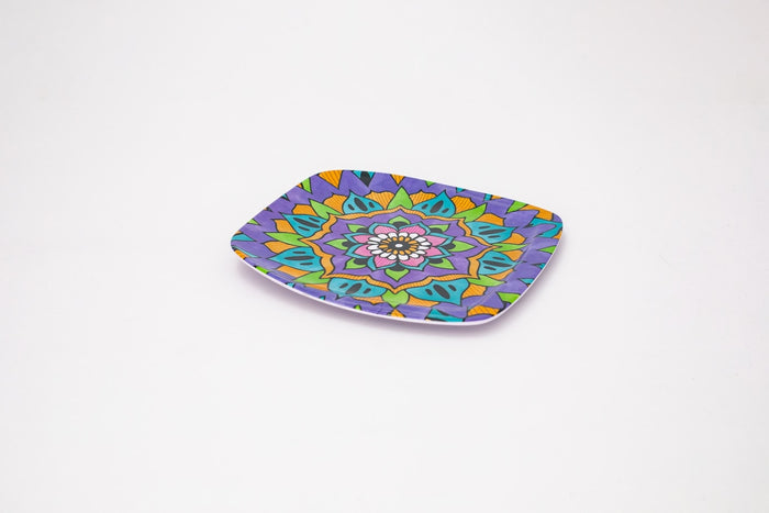Bright Designs Melamine Square Dinner Plate 6 Pieces (L 26cm W 26cm) Mandala