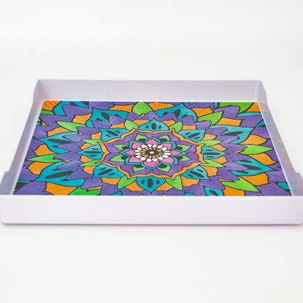 Bright Designs Melamine Matt Square Tray 1 Pieces (L 38cm W 38cm) Mandala