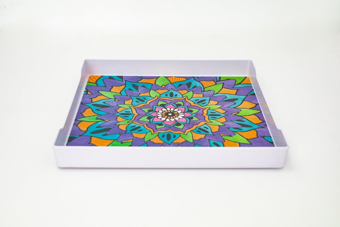 Bright Designs Melamine Matt Square Tray 1 Pieces (L 38cm W 38cm) Mandala