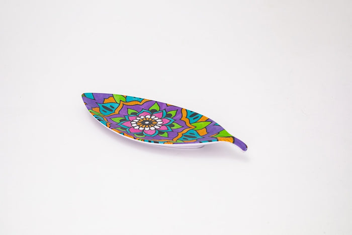 Bright Designs Melamine Matt Leaf Serving Plate 2 Pieces (L 36cm W 15cm) Mandala