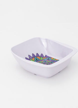 Bright Designs Melamine Square Serving Bowl 3pieces (L 26cm W 26cm H 9cm) Mandala with Spoon & Fork