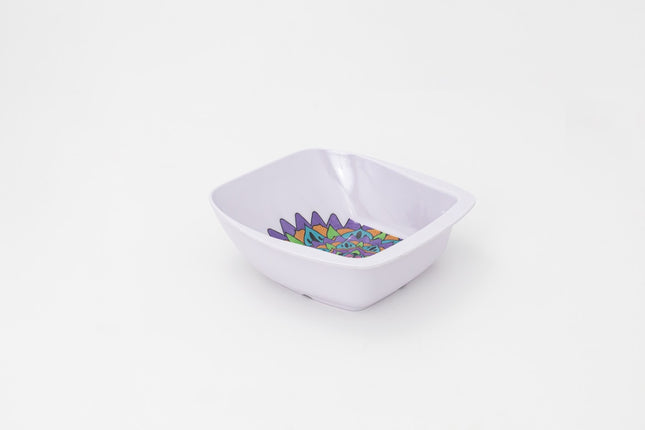 Bright Designs Melamine Square Serving Bowl 3pieces (L 26cm W 26cm H 9cm) Mandala with Spoon & Fork