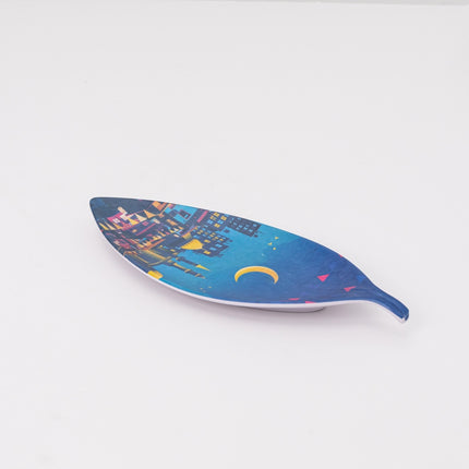 Bright Designs Melamine Matt Leaf Serving Plate (L 36cm W 15cm)7aretna