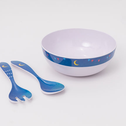 Bright Designs Melamine Round Serving Bowl with fork & spoon 7aretna
