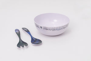 Bright Designs Melamine Round Serving Bowl with Fork & Spoon Marhaba Ramadan