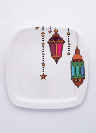 Bright Designs Melamine Square Side Plate (L 22cm W 22cm) Ramadan Lantern