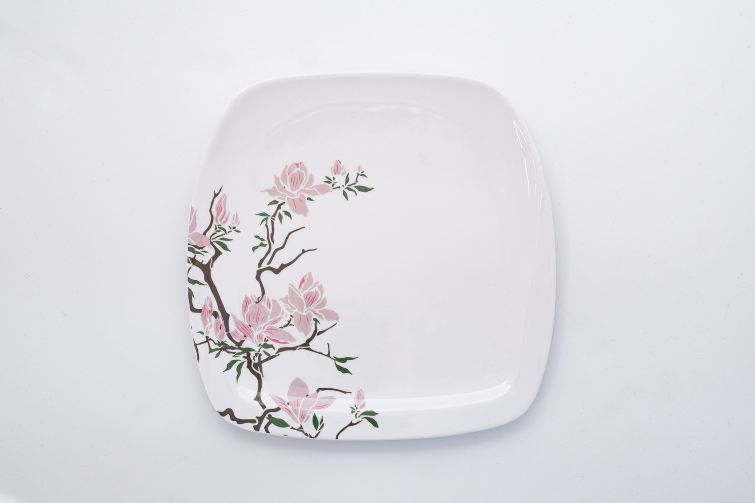 Bright Designs Melamine Square Dinner Plate 
Set of 6 (L 26cm W 26cm) Cherry Blossom