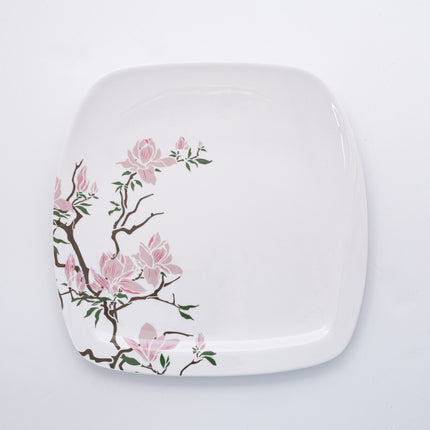 Bright Designs Melamine Square Dinner Plate 
Set of 6 (L 26cm W 26cm) Cherry Blossom