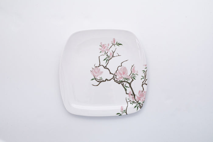 Bright Designs Melamine Side Plate 
Set of 6 (L 22cm W 22cm) Cherry Blossom