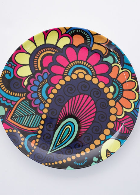 Bright Designs Melamine Dinner Plate 
Set of 6 (D 26cm) Paisley