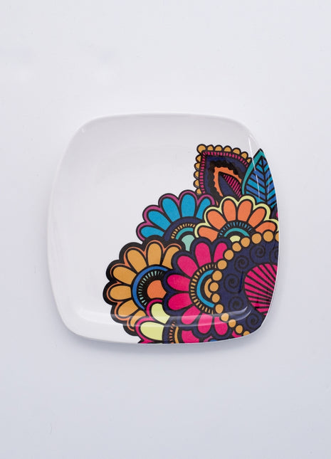 Bright Designs Melamine Small Plate 
Set of 6 (L 18cm W 18cm) Paisley