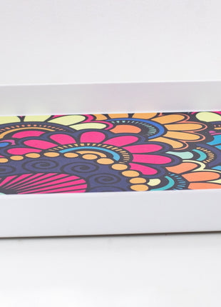 Bright Designs Melamine Matt Square Tray 
Set of 1 (L 38cm W 38cm) Paisley