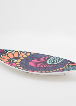 Bright Designs Melamine Matt Leaf Serving Plate 
Set of 2 (L 36cm W 15cm) Paisley