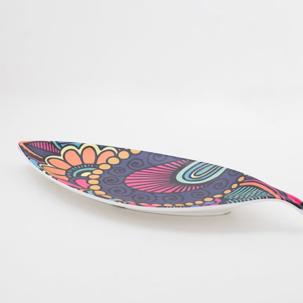 Bright Designs Melamine Matt Leaf Serving Plate 
Set of 2 (L 36cm W 15cm) Paisley