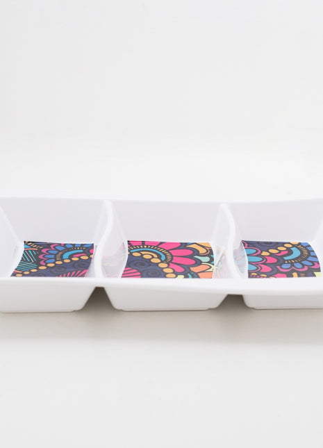 Bright Designs Melamine Savoury Tray 
Set of 2 (L 30cm W 19cm H 3cm) Paisley