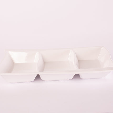 Bright Designs Melamine Savoury Tray 
Set of 2 (L 30cm W 19cm H 3cm) White
