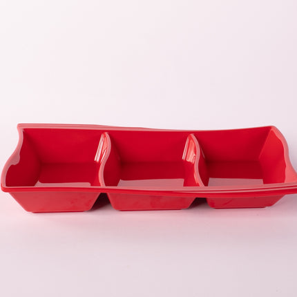 Bright Designs Melamine Savoury Tray 
Set of 2 (L 30cm W 19cm H 3cm) Red