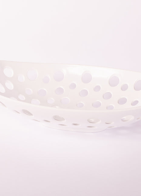 Bright Designs Melamine Fruit Basket 
Set of 1 (L 33cm W 22cm H 9cm) White