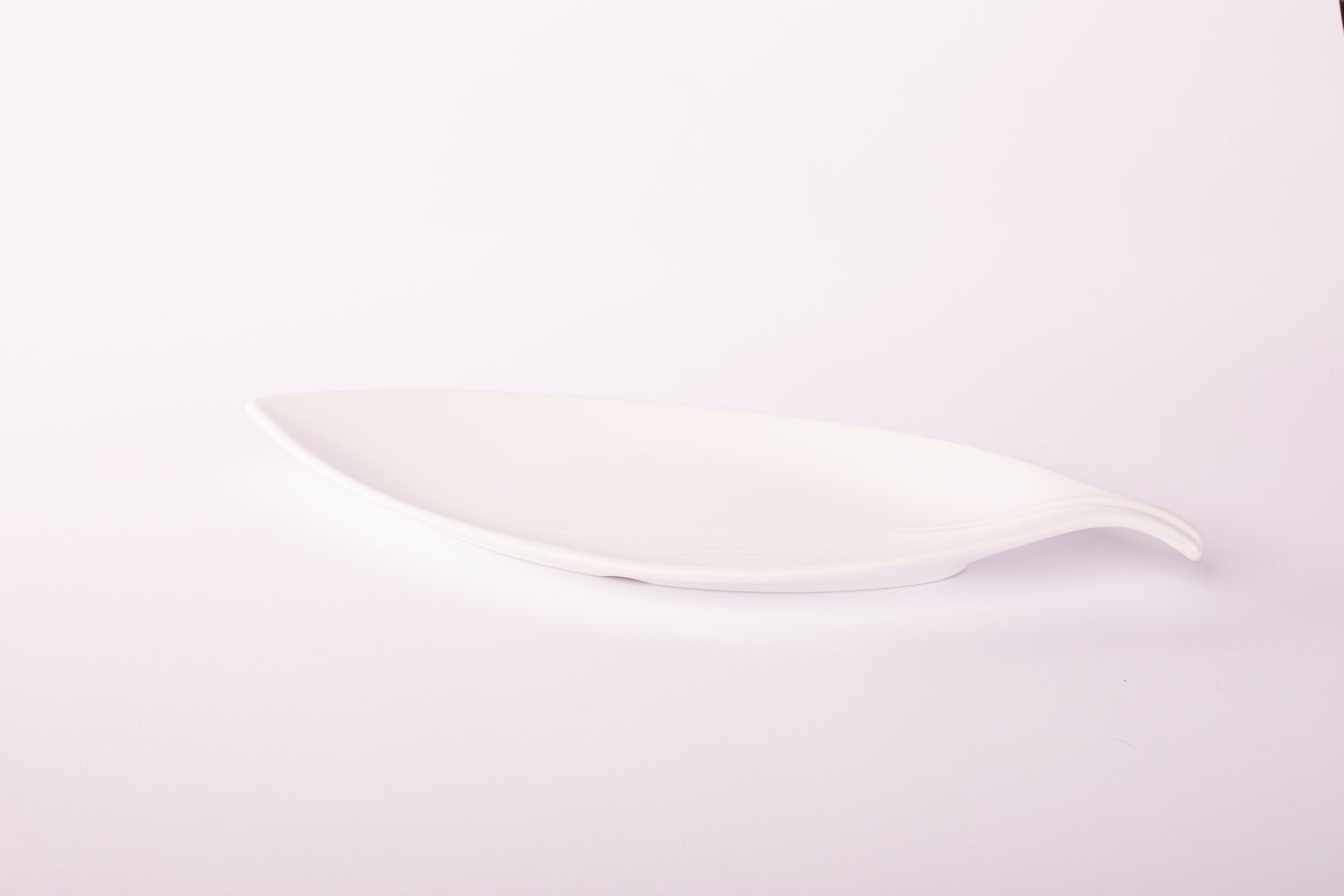 Bright Designs Melamine Matt Leaf Serving Plate 
Set of 2 (L 36cm W 15cm) White