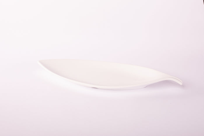 Bright Designs Melamine Matt Leaf Serving Plate 
Set of 2 (L 36cm W 15cm) White