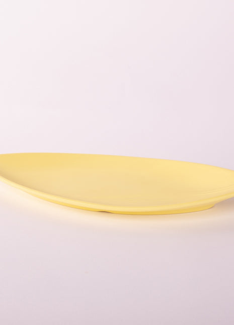 Bright Designs Melamine Matt Leaf Serving Plate 
Set of 2 (L 36cm W 15cm) Yellow