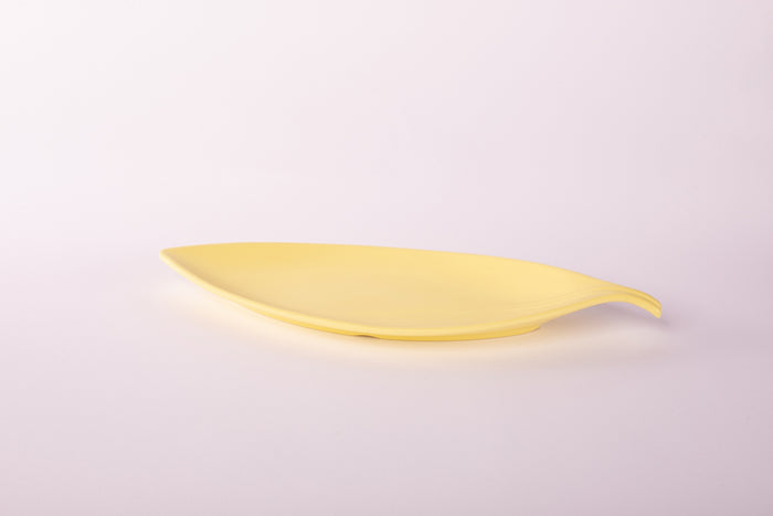 Bright Designs Melamine Matt Leaf Serving Plate 
Set of 2 (L 36cm W 15cm) Yellow