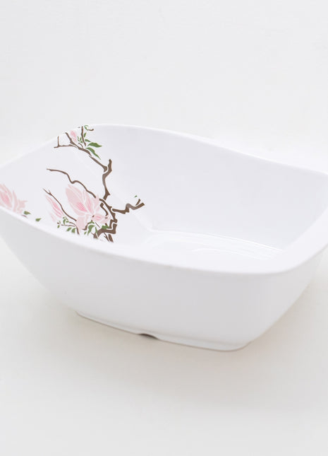 Bright Designs Melamine Serving Bowl with Serving Spoon and Fork 
Set of 1 (L 26cm W 26cm H 9cm) Cherry Blossom