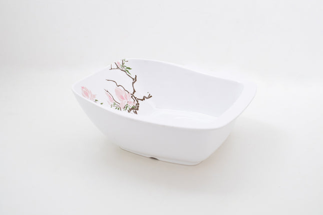 Bright Designs Melamine Serving Bowl with Serving Spoon and Fork 
Set of 1 (L 26cm W 26cm H 9cm) Cherry Blossom