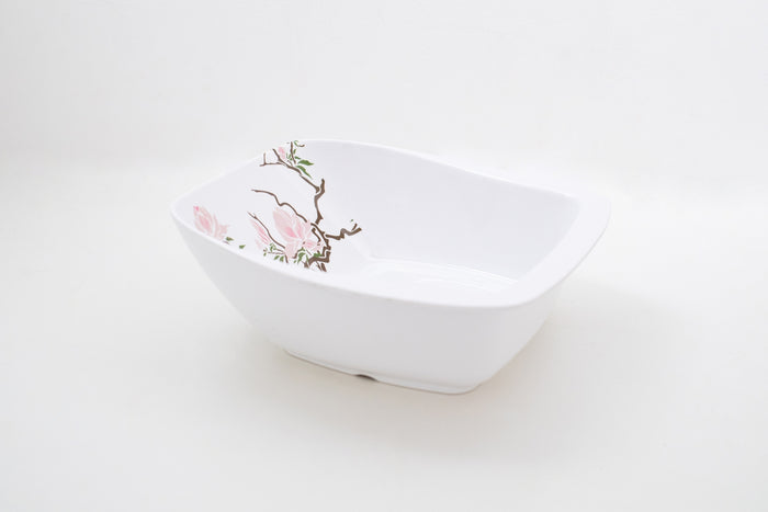 Bright Designs Melamine Serving Bowl with Serving Spoon and Fork 
Set of 1 (L 26cm W 26cm H 9cm) Cherry Blossom