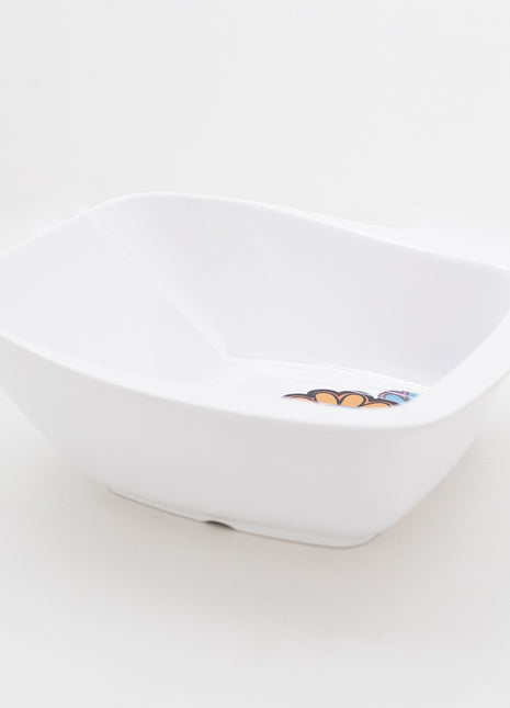 Bright Designs Melamine Serving Bowl with Serving Spoon and Fork 
Set of 1 (L 26cm W 26cm H 9cm) Paisley