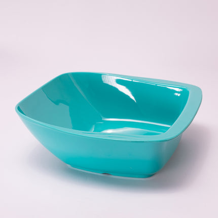 Bright Designs Melamine Serving Bowl with Serving Spoon and Fork 
Set of 1 (L 26cm W 26cm H 9cm) Teal
