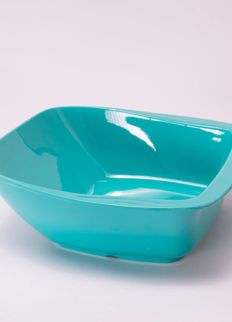 Bright Designs Melamine Serving Bowl with Serving Spoon and Fork 
Set of 1 (L 26cm W 26cm H 9cm) Teal
