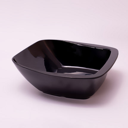 Bright Designs Melamine Serving Bowl with Serving Spoon and Fork 
Set of 1 (L 26cm W 26cm H 9cm) Black