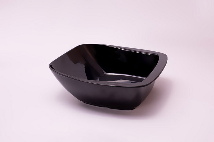 Bright Designs Melamine Serving Bowl with Serving Spoon and Fork 
Set of 1 (L 26cm W 26cm H 9cm) Black