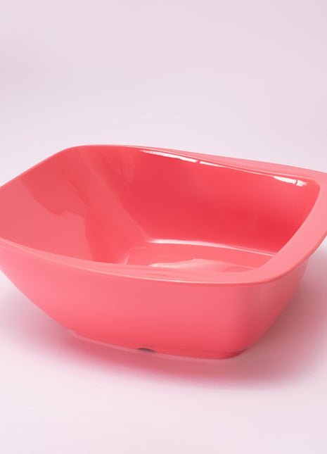 Bright Designs Melamine Serving Bowl with Serving Spoon and Fork 
Set of 1 (L 26cm W 26cm H 9cm) Coral