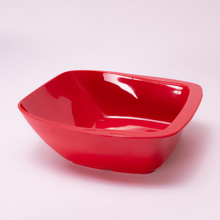 Bright Designs Melamine Serving Bowl with Serving Spoon and Fork 
Set of 1 (L 26cm W 26cm H 9cm) Red