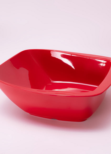 Bright Designs Melamine Serving Bowl with Serving Spoon and Fork 
Set of 1 (L 26cm W 26cm H 9cm) Red