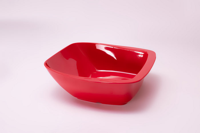 Bright Designs Melamine Serving Bowl with Serving Spoon and Fork 
Set of 1 (L 26cm W 26cm H 9cm) Red