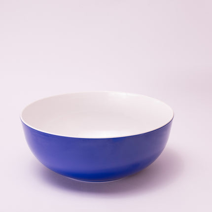 Bright Designs Melamine Serving Bowl with Serving Spoon and Fork 
Set of 1 (D 26cm H 10cm) Double Colour Royal Blue