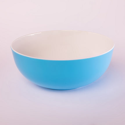 Bright Designs Melamine Serving Bowl with Serving Spoon and Fork 
Set of 1 (D 26cm H 10cm) Double Colour Light Blue