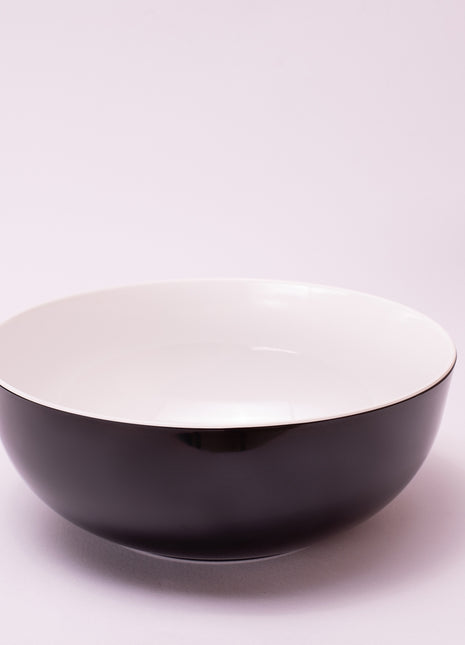 Bright Designs Melamine Serving Bowl with Serving Spoon and Fork 
Set of 1 (D 26cm H 10cm) Double Colour Black