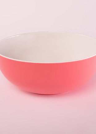Bright Designs Melamine Serving Bowl with Serving Spoon and Fork 
Set of 1 (D 26cm H 10cm) Double Colour Coral