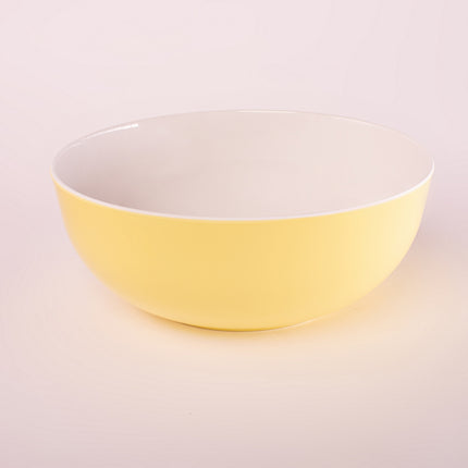 Bright Designs Melamine Serving Bowl with Serving Spoon and Fork 
Set of 1 (D 26cm H 10cm) Double Colour Yellow