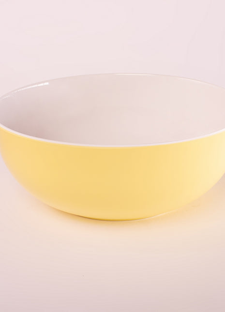 Bright Designs Melamine Serving Bowl with Serving Spoon and Fork 
Set of 1 (D 26cm H 10cm) Double Colour Yellow