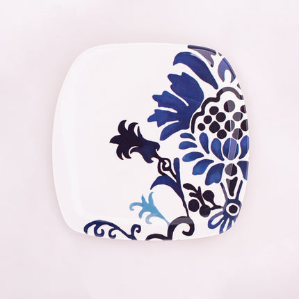 Bright Designs Melamine Square Dinner Plate 
Set of 6 (L 26cm W 26cm) bleu blanc
