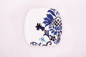 Bright Designs Melamine Square Dinner Plate 
Set of 6 (L 26cm W 26cm) bleu blanc