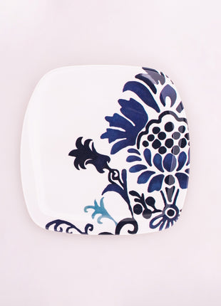 Bright Designs Melamine Side Plate 
Set of 6 (L 22cm W 22cm)blue Blanc